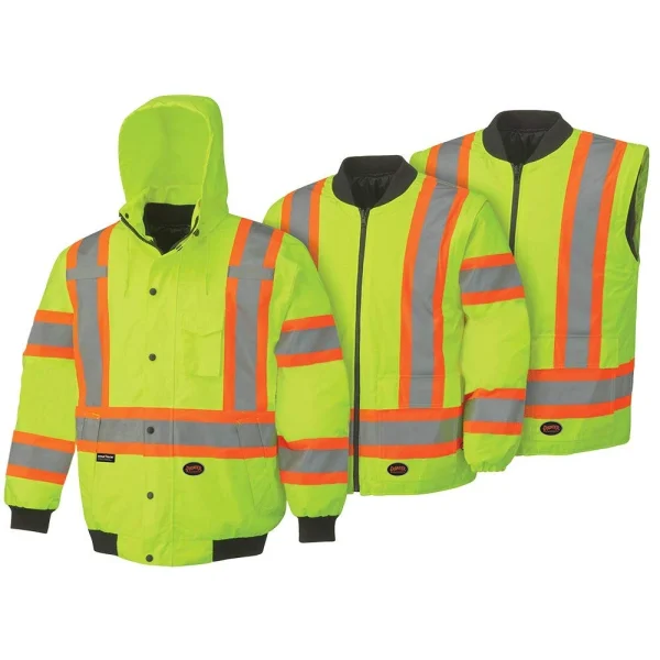 Pioneer Safety High Visibility 6-in-1 Bomber Jacket Yellow XL (V1120360U-XL)