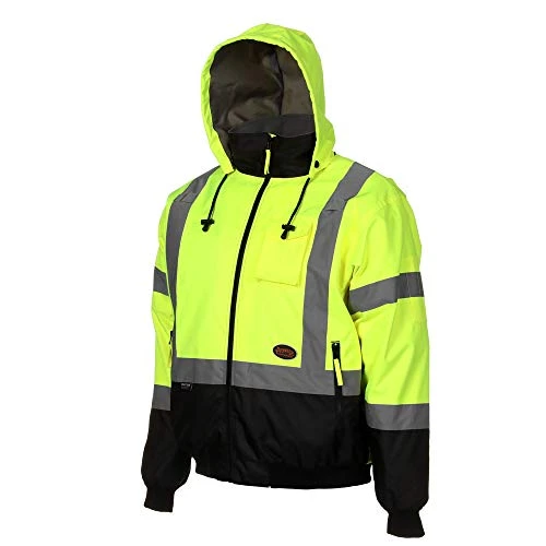 Pioneer Safety High Visibility Safety Bomber Jacket, Yellow/Black (V1130460U-4XL)
