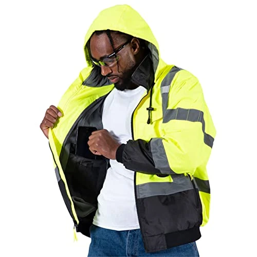 Pioneer Safety High Visibility Safety Bomber Jacket, Yellow/Black (V1130460U-4XL) — product image 4