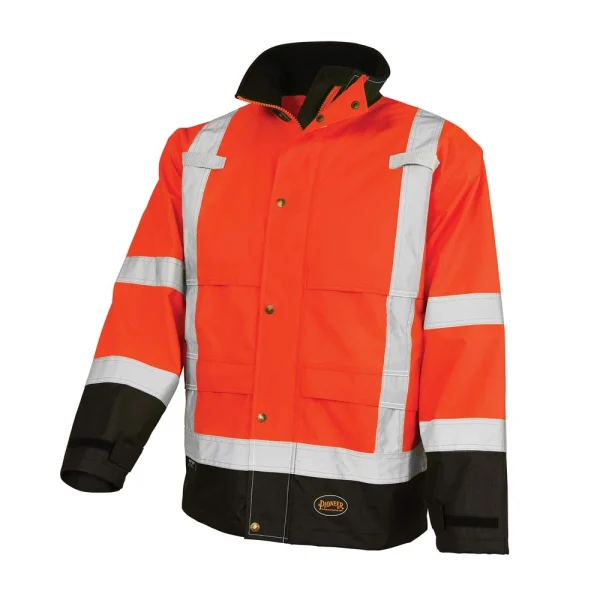 Pioneer Safety Ripstop Rain Gear Safety Jacket Orange Yellow/Green (V1200251U-2XL)