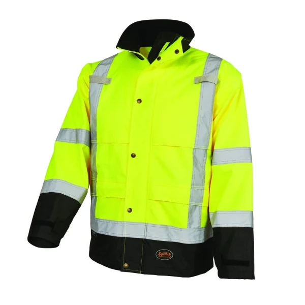Pioneer Safety Ripstop Rain Gear Safety Jacket Orange Yellow/Green (V1200261U-3XL)