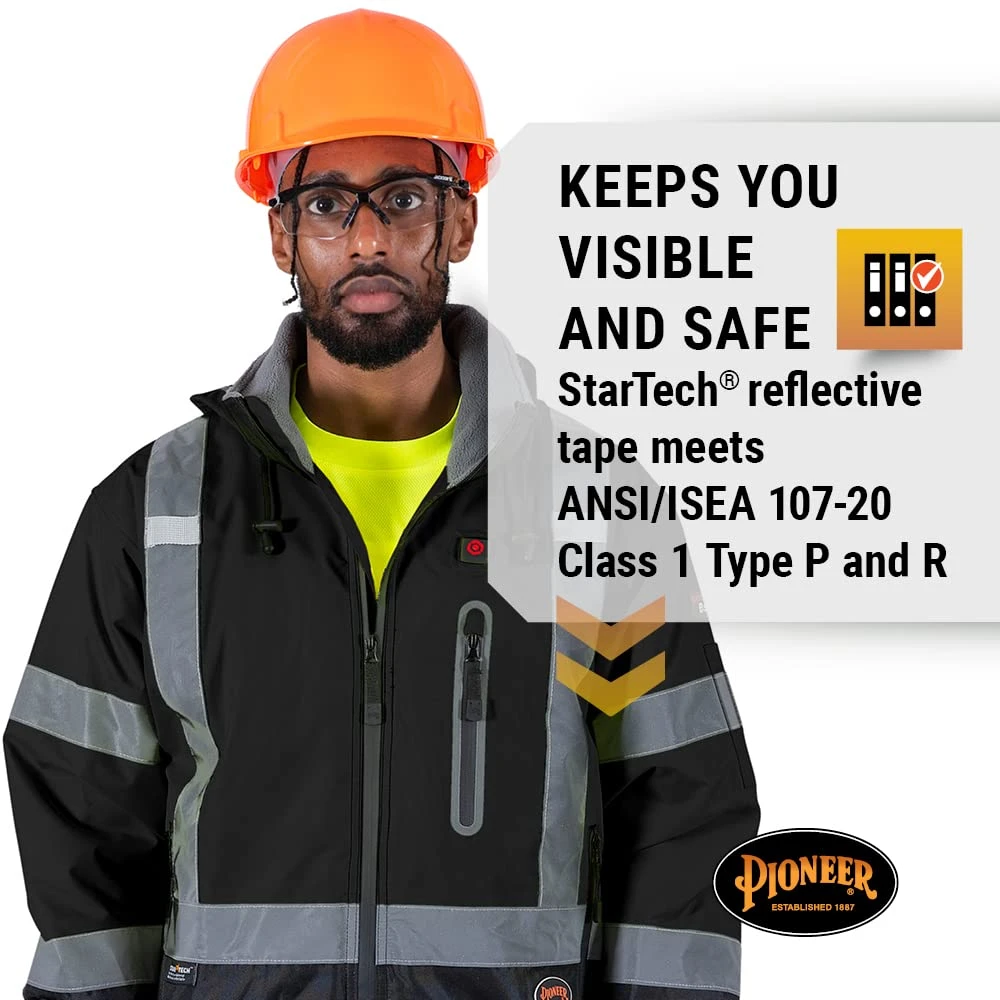 Pioneer Safety Hi-Vis Waterproof Heated Safety Bomber Jacket (V1210170U-2XL) — product image 3