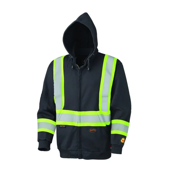 Pioneer Safety Hoodie, High Visibility Black, Cotton, Large (V2570470U-L)