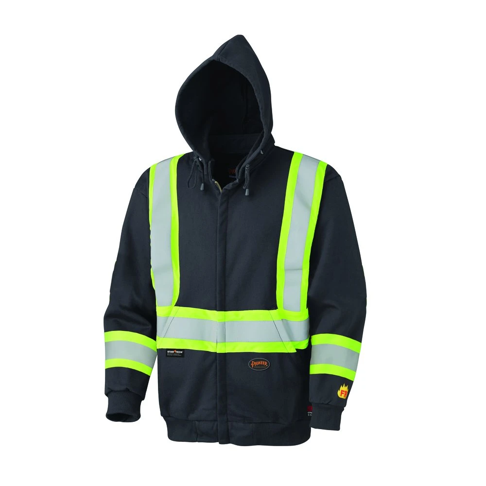 Pioneer High Visibility Safety Hoodie, Cotton, Black, Medium (V2570470U-M)