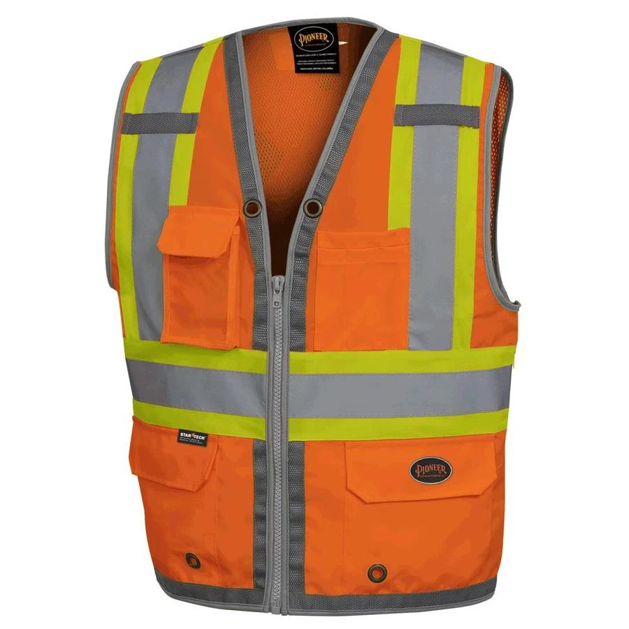 Pioneer High Visibility Surveyor Safety Vest, Orange, Unisex (V1010250U-M)