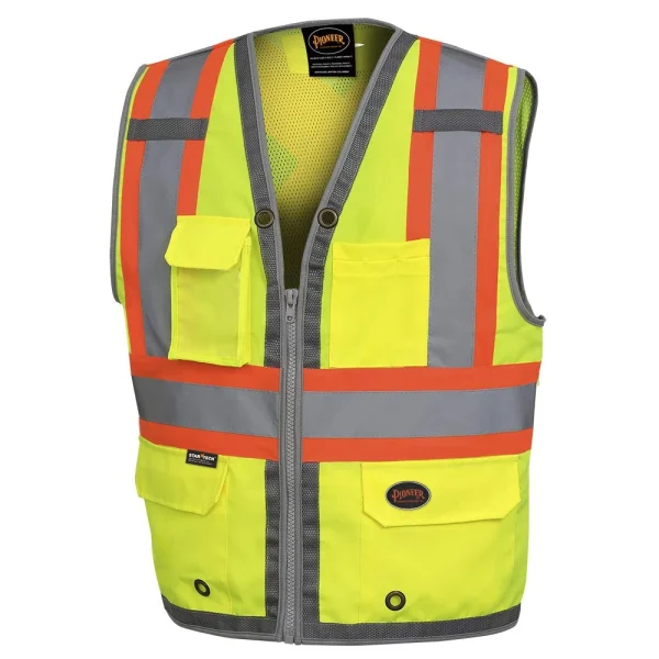 Pioneer Safety Vest for Men Hi Vis Reflective Neon, XL (V1010260U-XL)