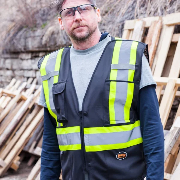 Pioneer Hi-Vis Zip-Up Surveyor Safety Vest with Snap Tear-Away (V1021170U-L)