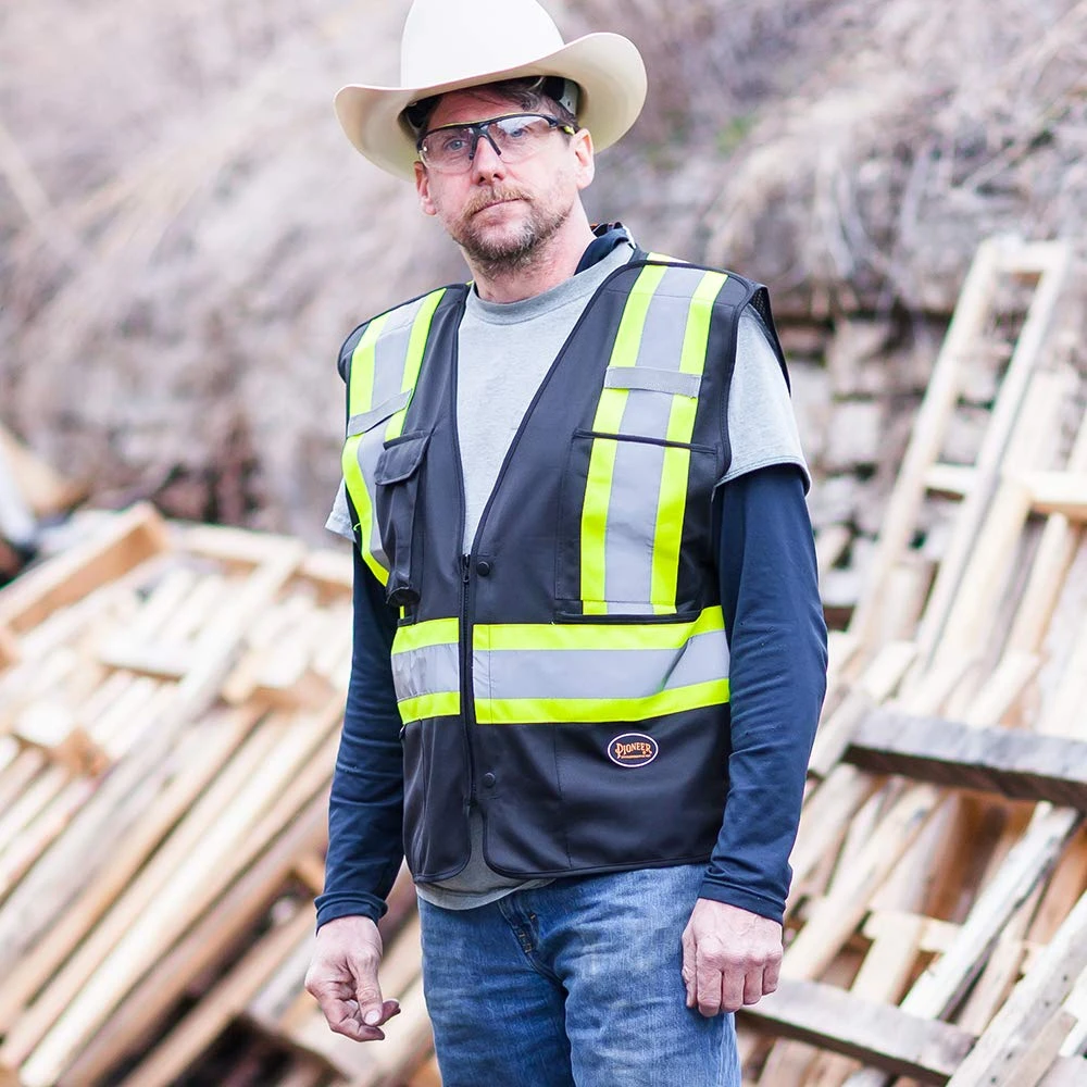 Pioneer Hi-Vis Zip-Up Surveyor Safety Vest with Snap Tear-Away (V1021170U-L) — product image 5