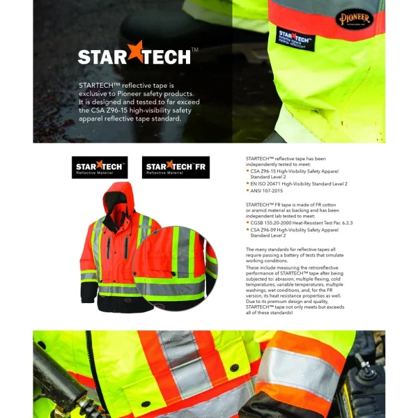 Pioneer High Visibility Zip-Up Snap Tear-Away Surveyor Safety Vest (V1021170U-M)