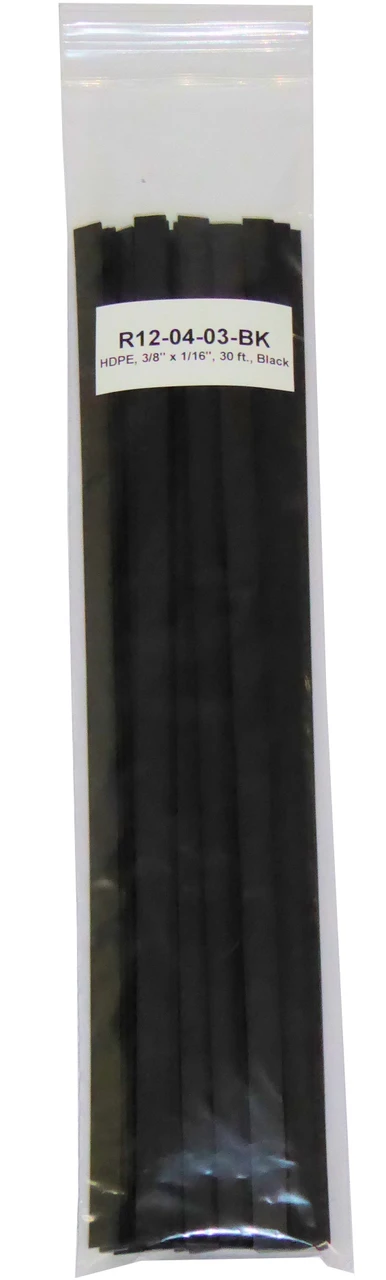 Polyvance High Density Polyethylene (Hdpe), 3/8" X 1/16", 30 Ft., Black (R12-04-03-BK)