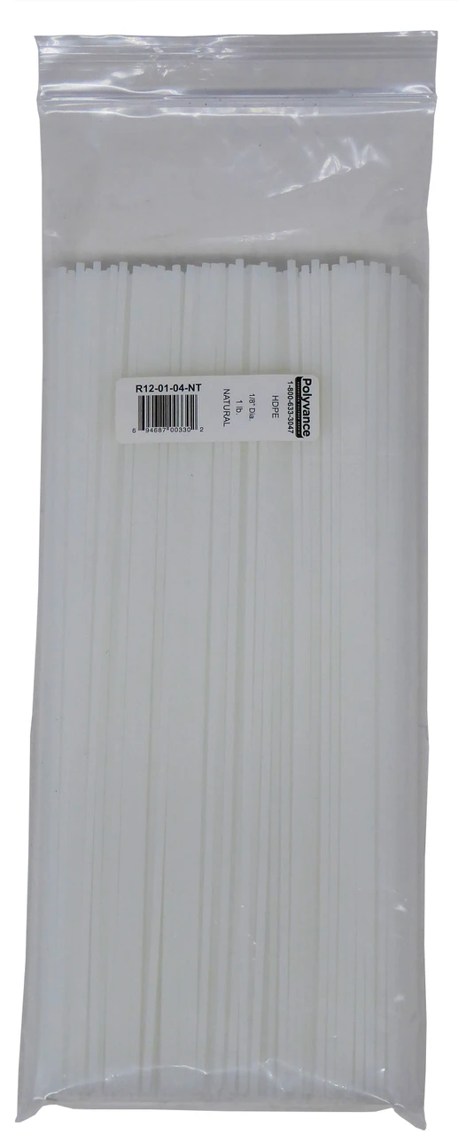 Polyvance High Density Polyethylene (Hdpe) Rod, 1/8" Diameter, 1 Lb., Natural (R12-01-04-NT)
