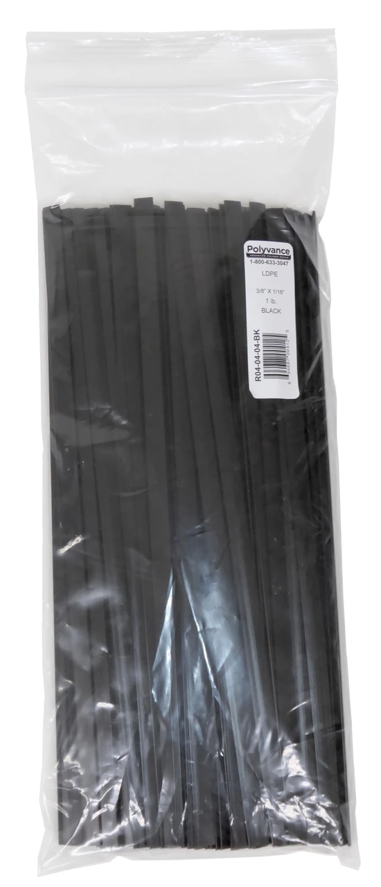 Polyvance Polyethylene Strip (Ldpe,) 3/8" X 1/16", 1 Lb., Black (R04-04-04-BK)
