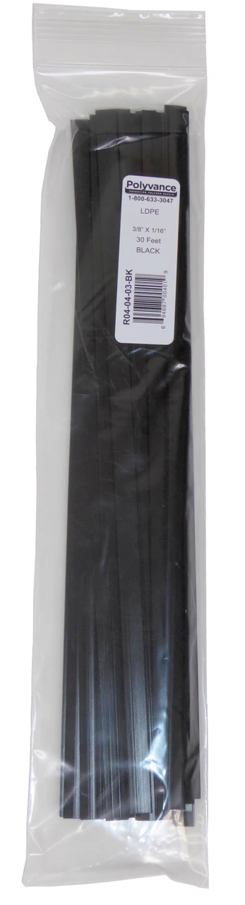 Polyvance Polyethylene Strip (Ldpe,) 3/8" X 1/16", 30 Ft., Black (R04-04-03-BK)
