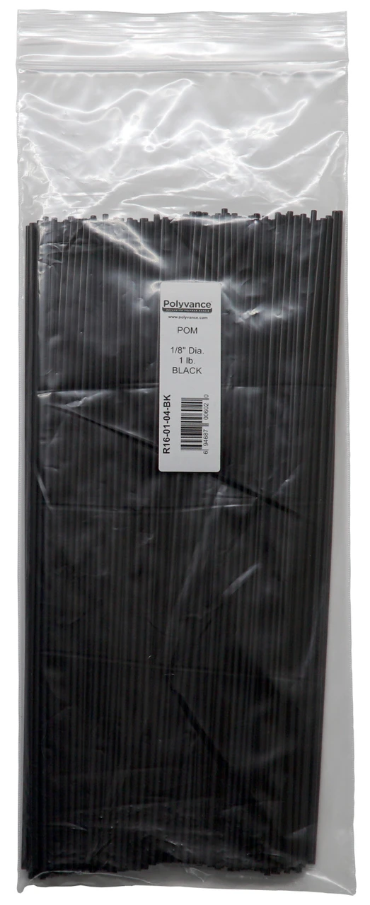 Polyvance Pom Welding Rod, 1/8" Diameter, 1 Pound Bag, Black (R16-01-04-BK)