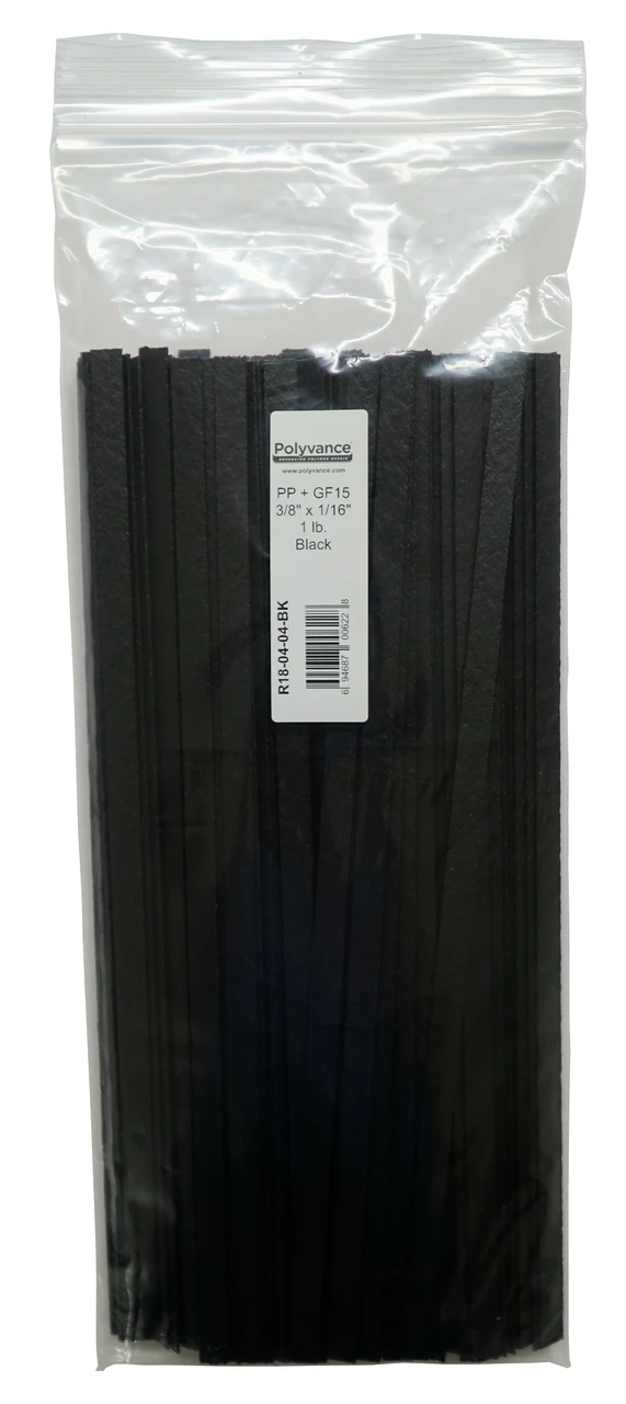 Polyvance Pp+Gf15 Strip, 3/8" X 1/16", 1 Lb., Black (R18-04-04-BK)