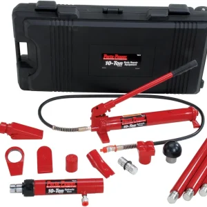 Porto-Power Hydraulic Body Repair Kit - Black/Red, 10 Ton Capacity, 19 Piece (B65115)