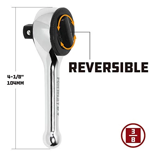 Powerbuilt Alltrade 3/8″ Stubby Spin-Disc Ratchet Driver Silver (641514) — product image 2