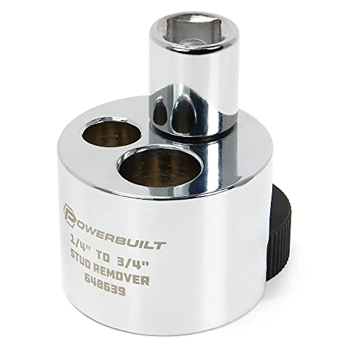Powerbuilt Stud Extractor Tool, Remove 1/4" to 3/4" Nuts, Broken, or Seized Studs, Grip Damaged Bolts (648639)