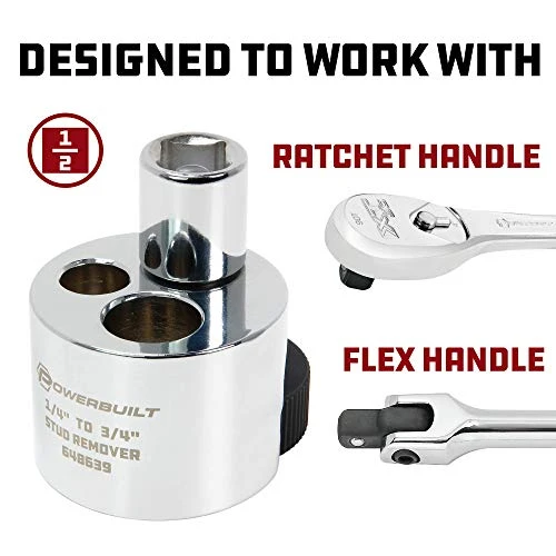 Powerbuilt Stud Extractor Tool, Remove 1/4" to 3/4" Nuts, Broken, or Seized Studs, Grip Damaged Bolts (648639) — product image 5