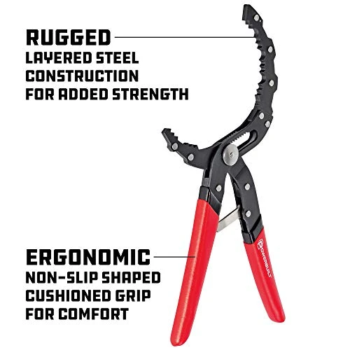 Powerbuilt Self-Adjusting Oil Filter Pliers (Red) (942068) — product image 3