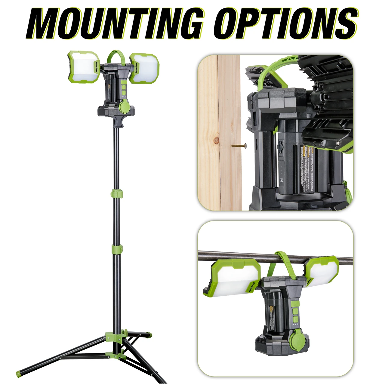 PowerSmith 5000 Lumen Work Light with 3-Way Power, Voyager Battery Included (PVLP50A) — product image 7