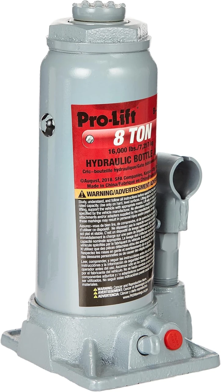 Pro-Lift Hydraulic Bottle Jack - Grey, 8 Ton Capacity (B-008D) — product image 3