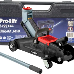 Pro-Lift Hydraulic Trolley Jack Car Lift With Blow Molded Case - Black/Grey, 3000 Lbs Capacity, 12" (F-2315PE)