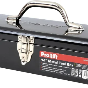Pro-Lift Portable Steel Tool Box With Handle - Heavy Duty Metal Latch, 14 Inch (M-0014)