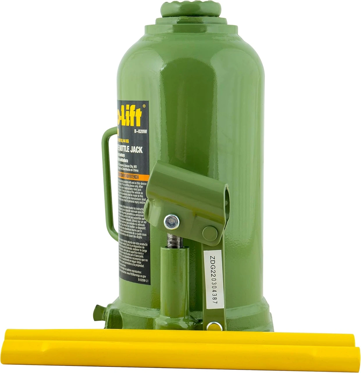 Pro-Lift Welded Bottle Jack - 20 Ton (40,000 Lbs) Capacity, Hydraulic Lifting With Side Pump, Two-Piece Handle (B-020W) — product image 2