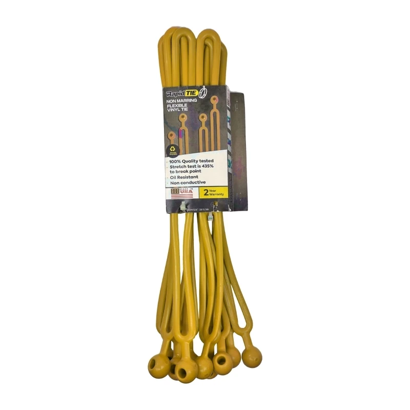 Rapid Tie 16" Non-Marring Adjustable Strap, 10-Pack, Yellow (BBRT01-10-YL)