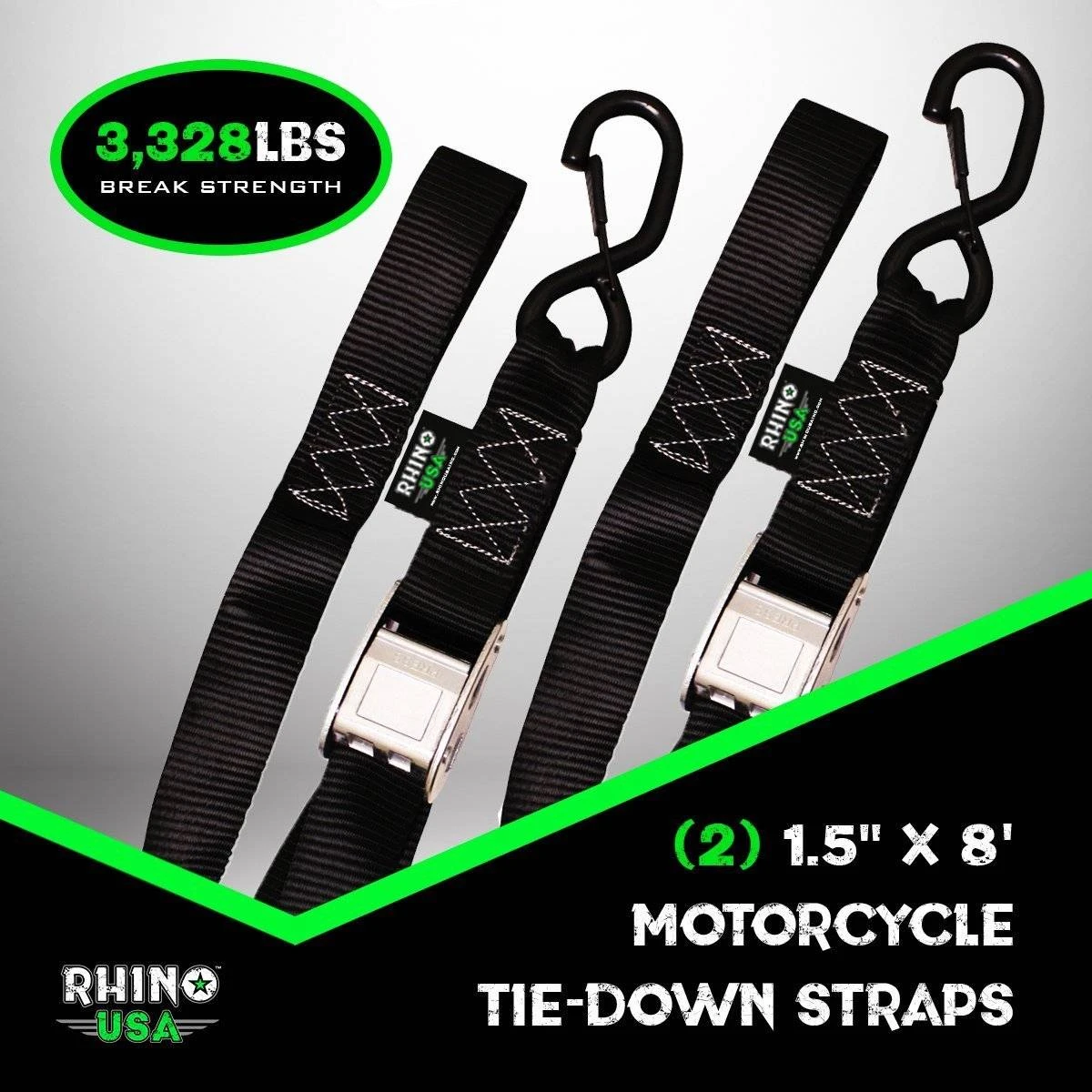 Rhino USA 1.5" X 8' Cambuckle Motorcycle Tiedown Straps 2-Pack (G-CAMSOFT-2PK) — product image 3