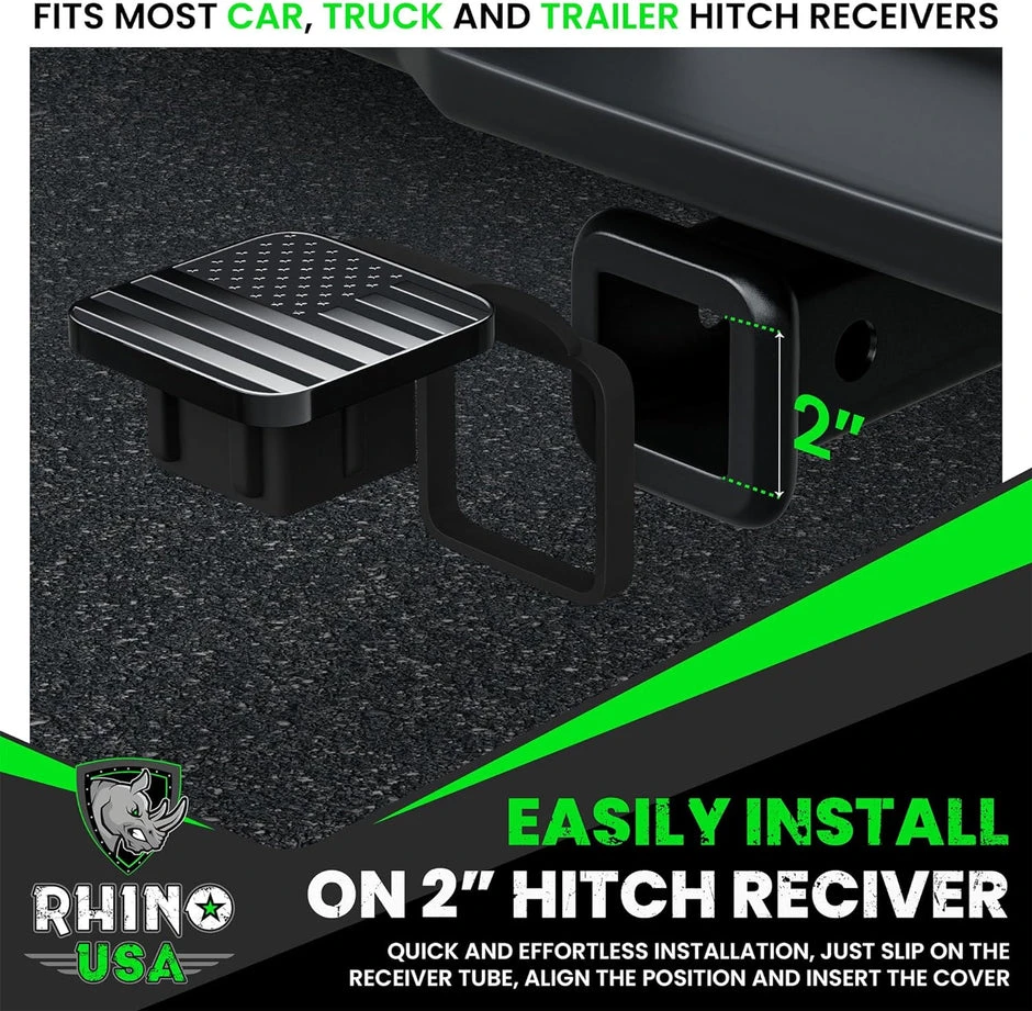 Rhino USA 2" American Flag Hitch Cover (TO-HTCVRUSA) — product image 5