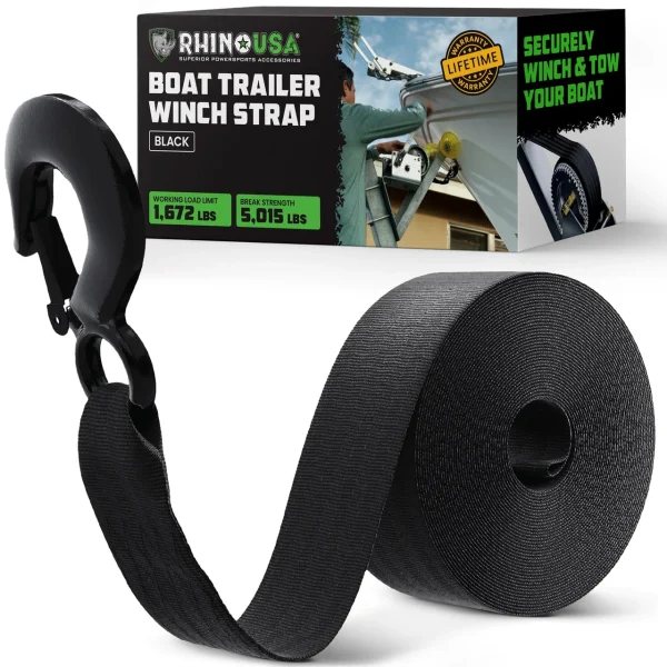 Rhino USA 2" X 20' Boat Winch Strap With Hook (RNO-WNCH-STRP)
