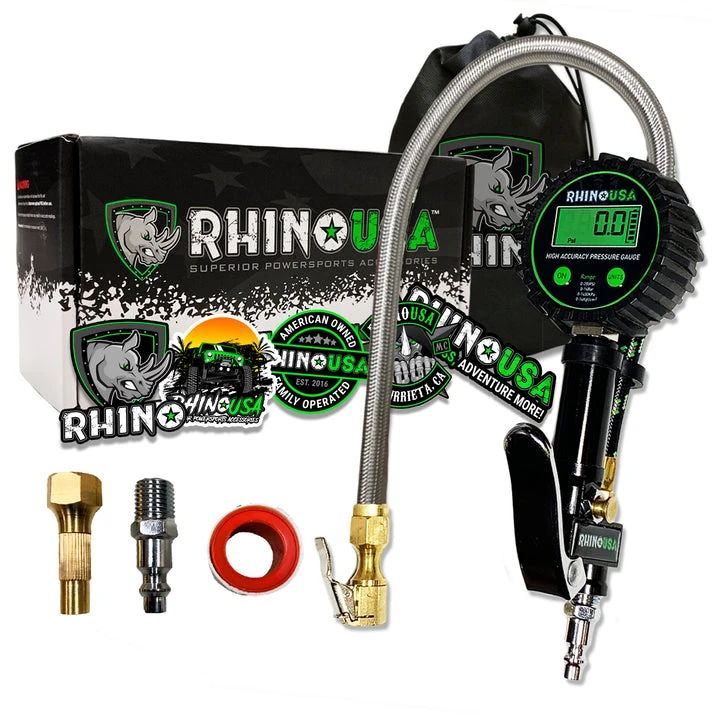 Rhino USA 200 PSI Digital Tire Inflator Gauge (RGAUGE-0200)