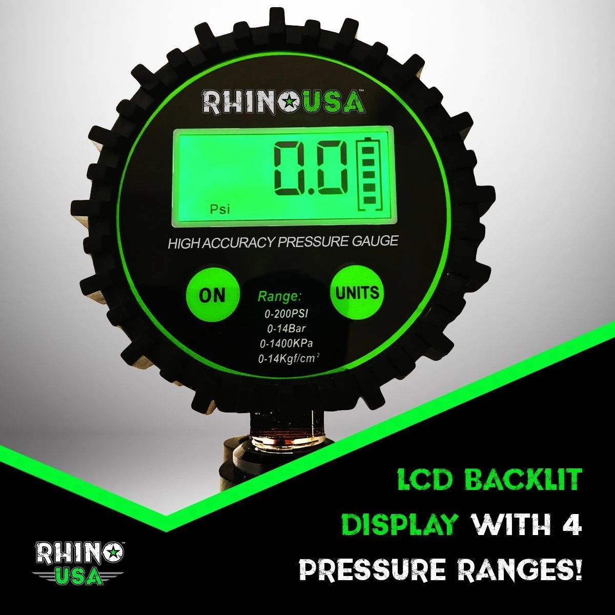 Rhino USA 200 PSI Digital Tire Inflator Gauge (RGAUGE-0200) — product image 3