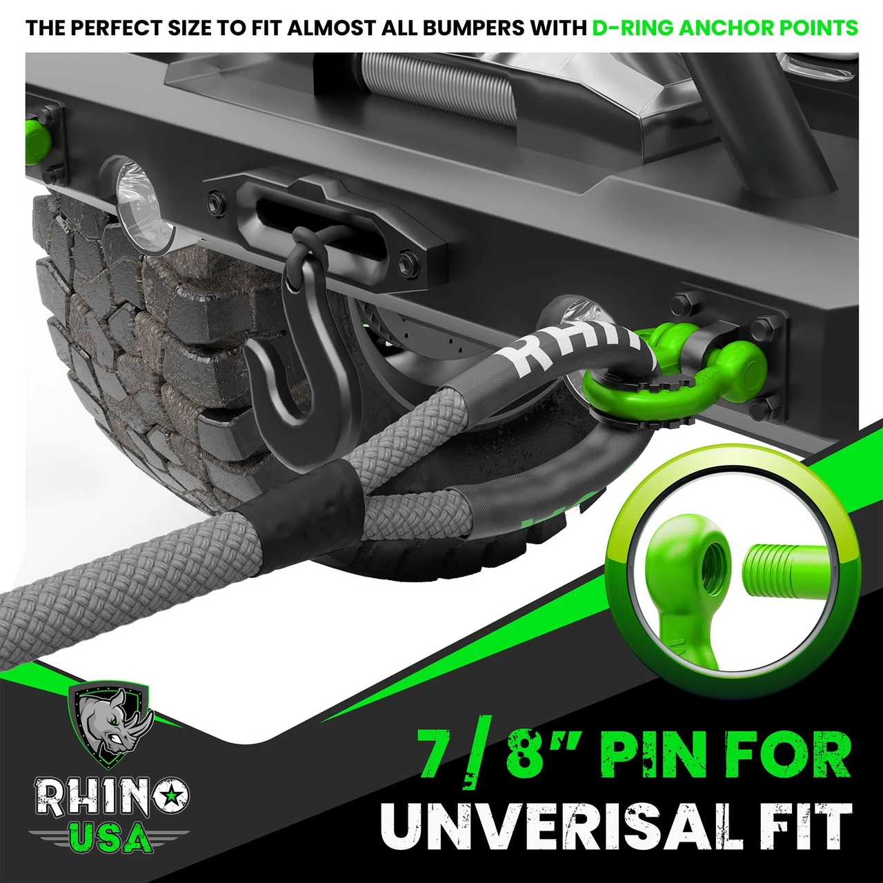 Rhino USA 3/4" D-Ring Shackle Set (2-Pack)(White) (RNO-WHT-SHACKLES) — product image 5