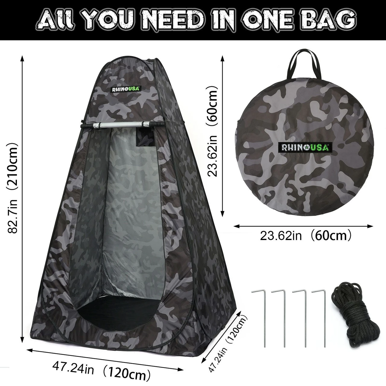 Rhino USA Popup Privacy Tent - Camo (CA-PT2X6-CAMO) — product image 2