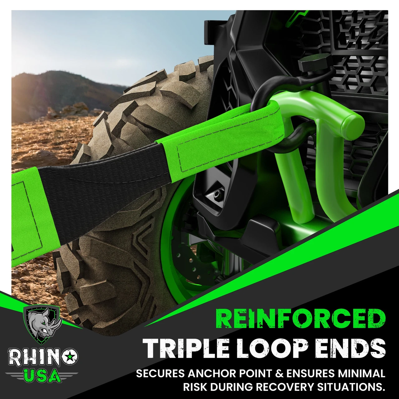 Rhino USA Recovery Tow Strap 3inx20ft (Black) (G-TOWSTRAP) — product image 5