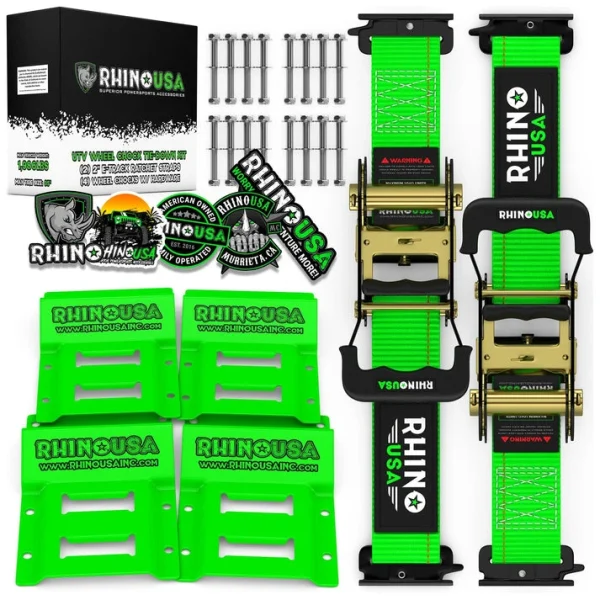Rhino USA UTV Wheel Chock Tie-Down Kit (Green) (RNO-CHOCK-SET)