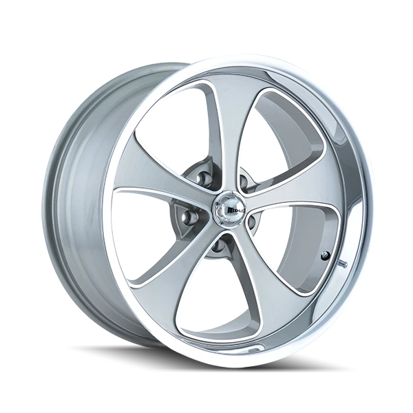 Ridler 645 Gloss Grey w/ Machined Face and Polished Lip Wheels