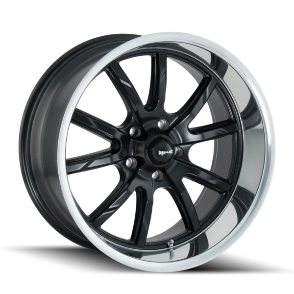 Ridler 650 Matte Black w/ Polished Lip Wheels