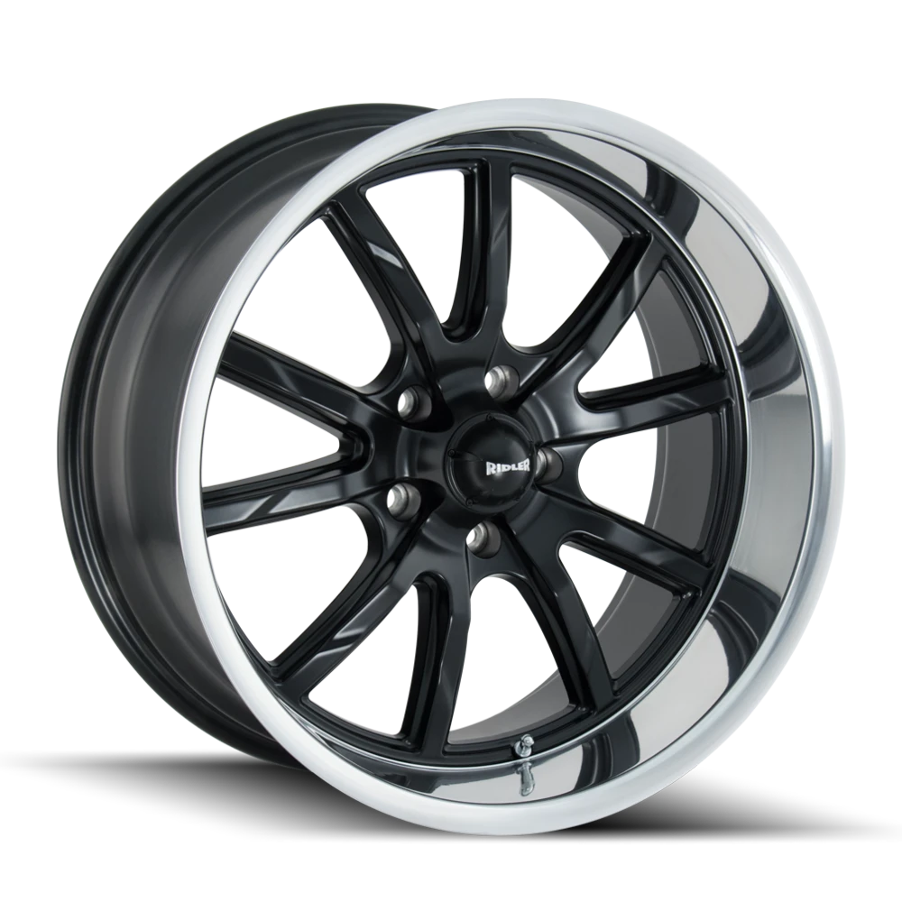 Ridler 650 Matte Black w/ Polished Lip Wheels