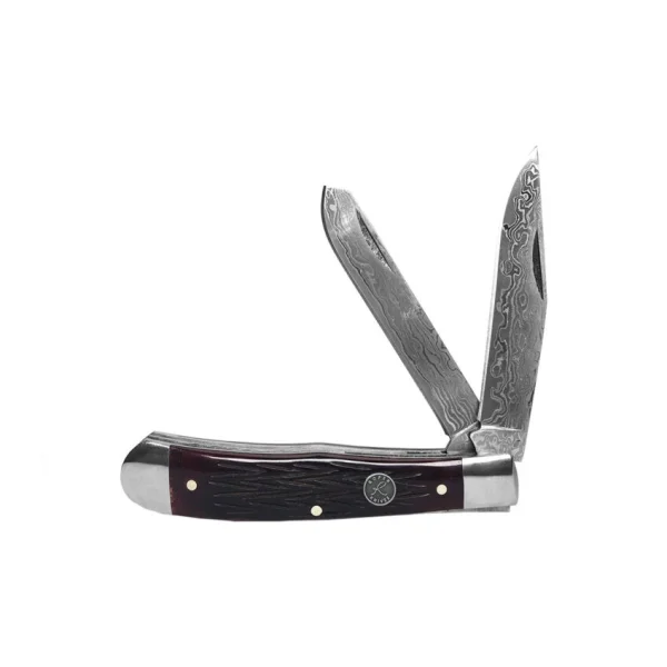 Roper Trapper Tombstone Damascus Jigged Bone Knife (RP0002DRB)