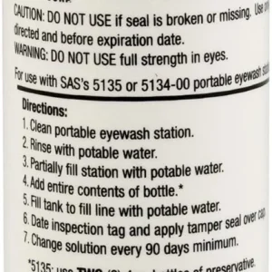 SAS Safety 5136-01 4 Oz. Preservative Bottle For Eyewash Station