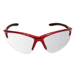 SAS Safety 540-0400 DB2 Safety Glasses with Clear Lens and Red Frame in Polybag