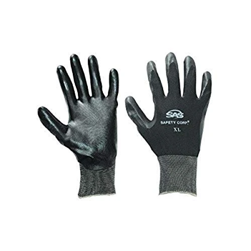 SAS Safety 640-1009 Palm Coated Nitrile Gloves, Large