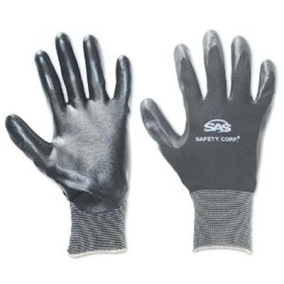 SAS Safety 640-1910 Black 15 Gauge Nylon Knit Shell Gloves