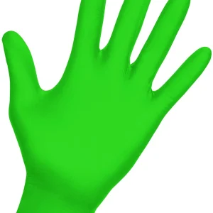 SAS Safety 66550 Derma-Vue Powder-Free Exam Grade Nitrile Gloves Neon Green, S