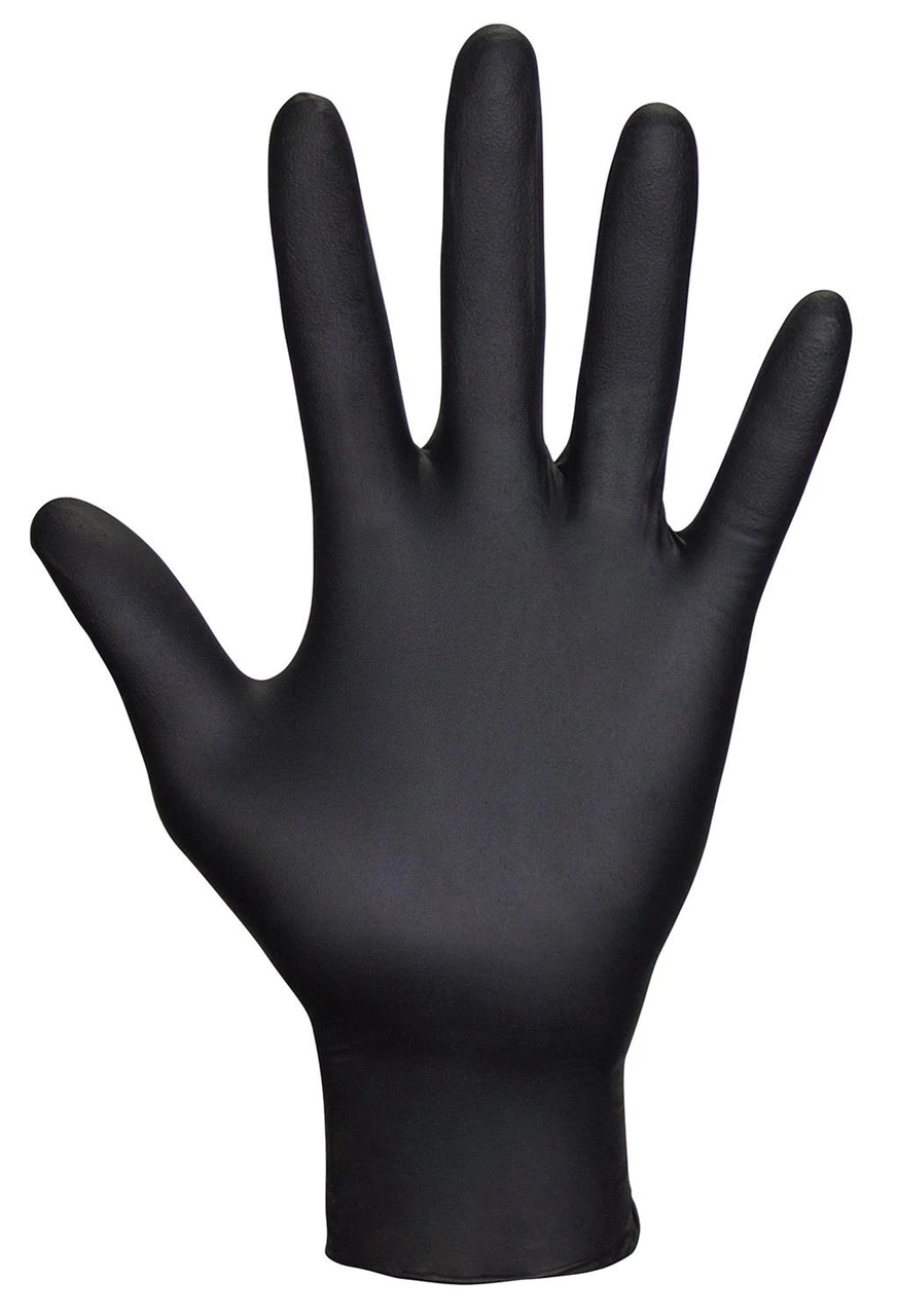 SAS Safety 66582 Derma-Tuff Powder-Free Black Latex Disposable Gloves, Medium — product image 2