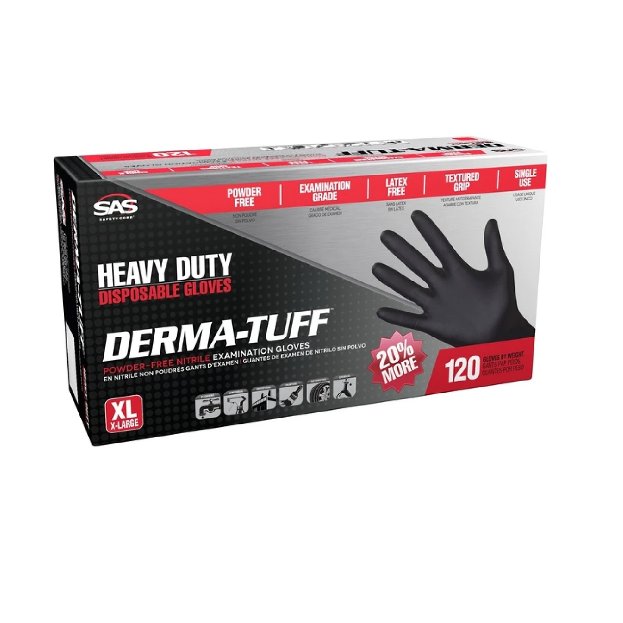 SAS Safety 66584 Heavy Duty Disposable Nitrile Gloves, X-Large — product image 2